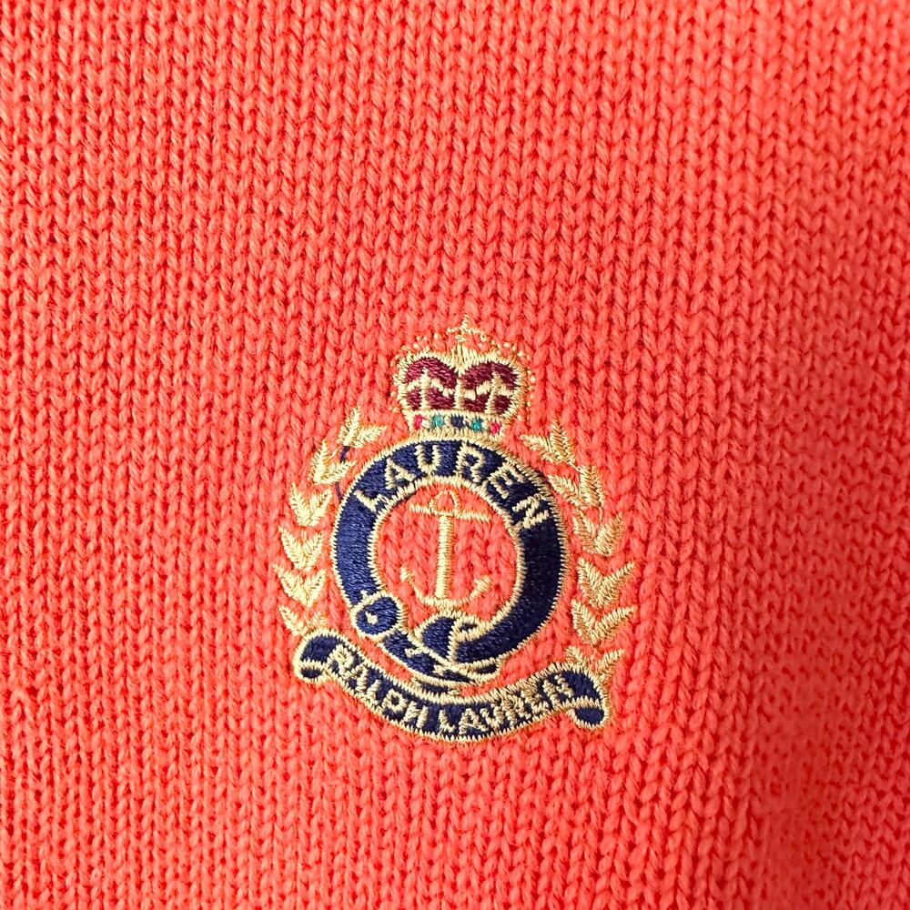 Lauren Ralph Lauren Vintage Orange Half Sleeve Turtleneck Sweater Crest Large - Picture 7 of 9